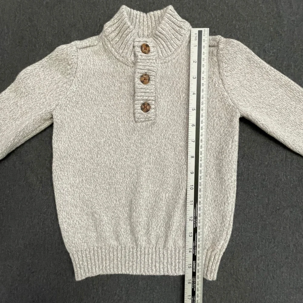 Carters Toddler Boys Oatmeal Heather Mock Neck Button Cotton Sweater 3T 2N994610